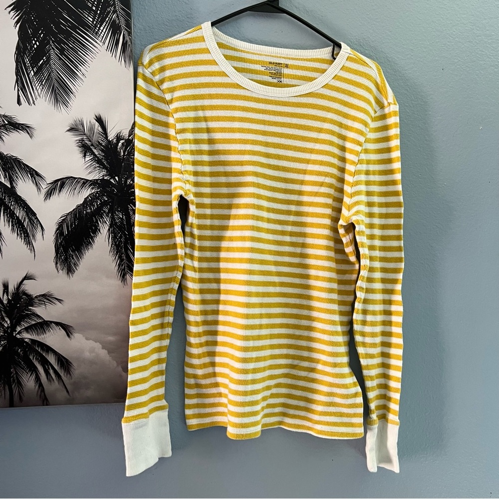 Striped Long Sleeve Waffle Cut Shirt